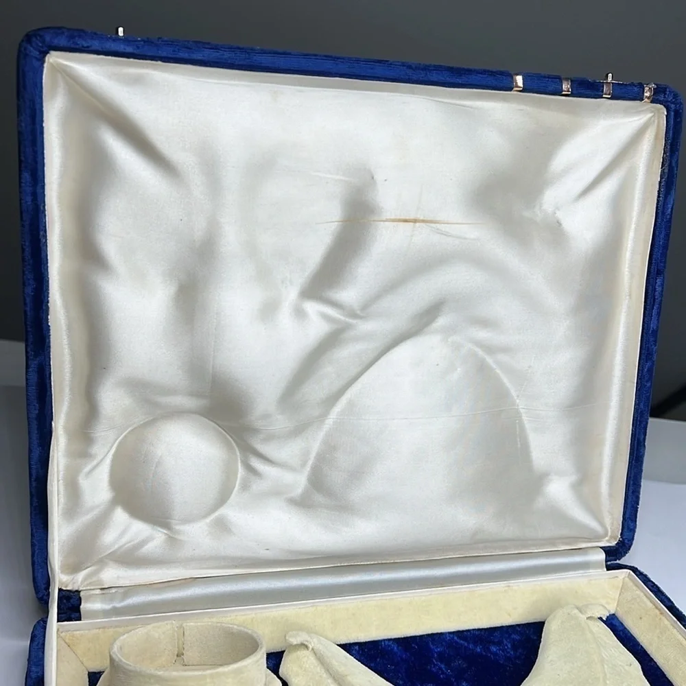 Vintage Blue Velvet 5 Celluloid Jewelry Box
